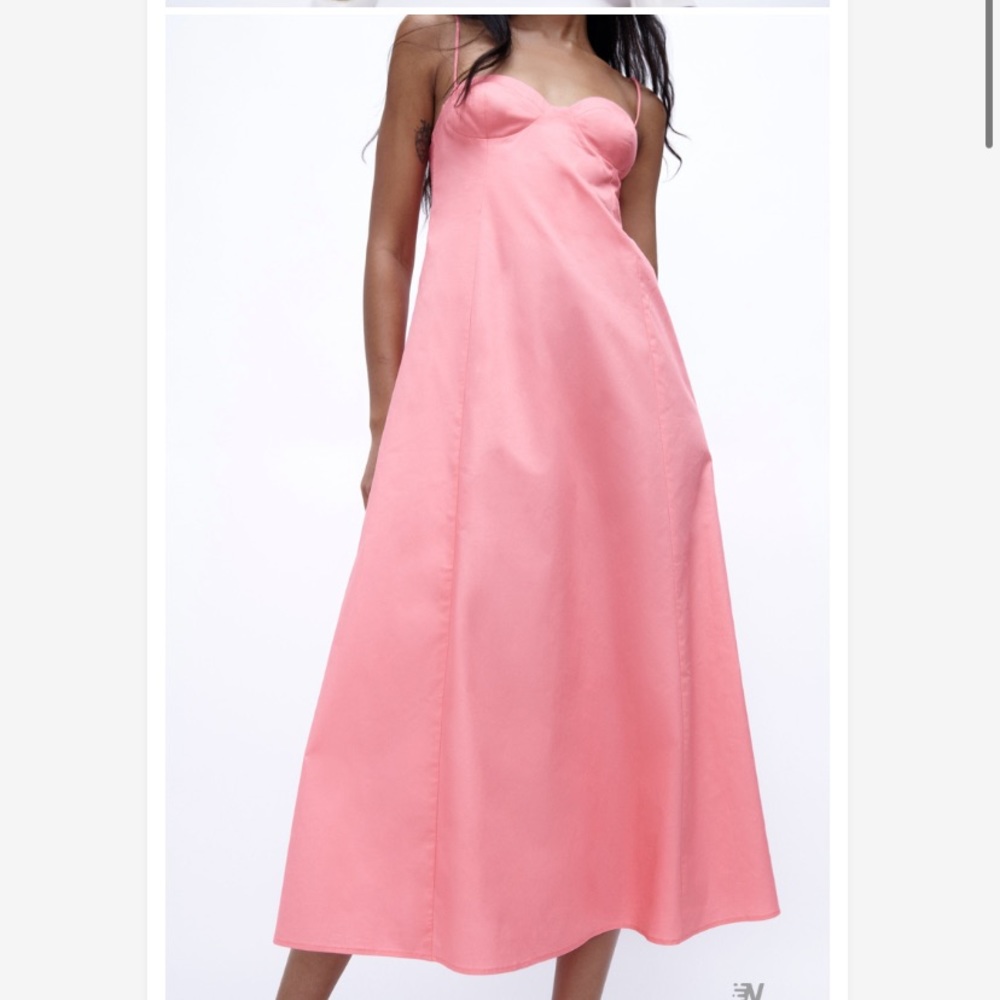 ZARA pink poplin midi dress - Picture 3 of 11